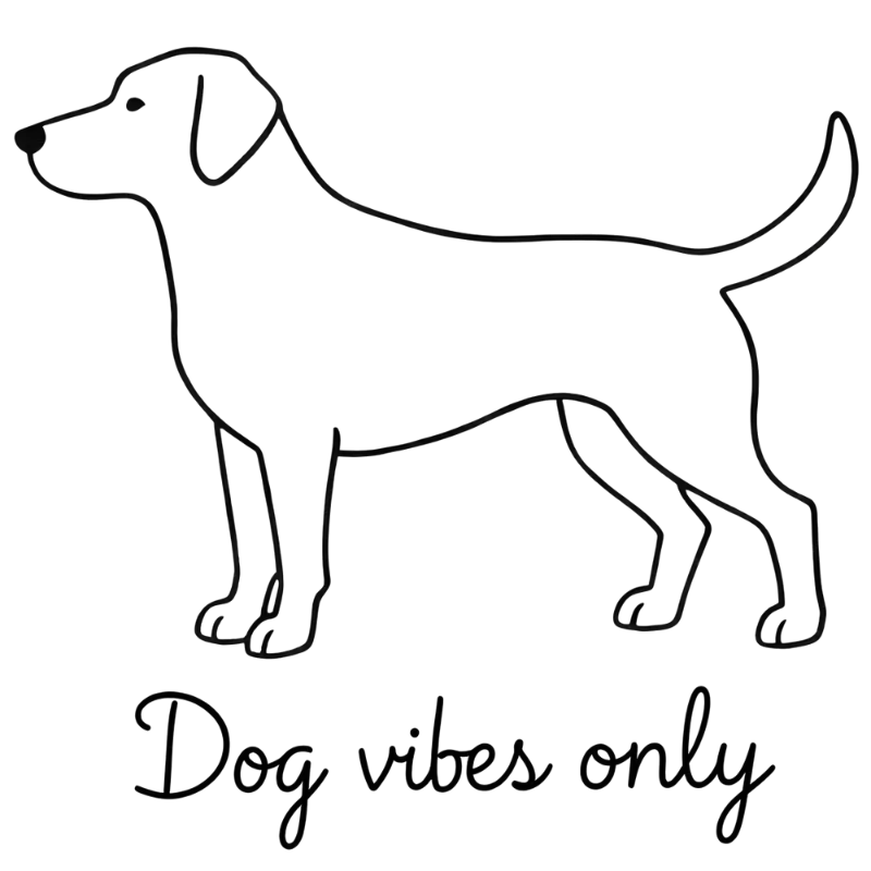 Minimalist Dog Outline Graphic with 'Dog Vibes Only' Text
