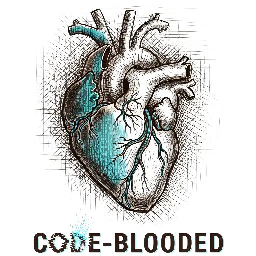 Code-Blooded Anatomical Heart Cyberpunk Tech Art T-shirt Design
