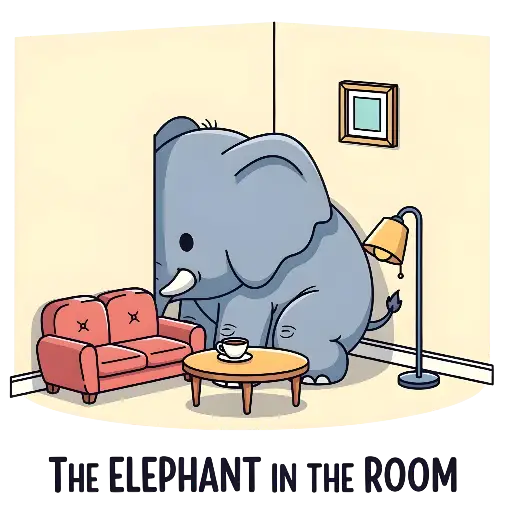 Humorous Cartoon Elephant in the Room Low Profile Baseball Cap