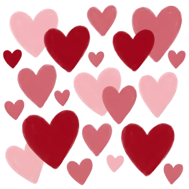 Hand-drawn Scattered Hearts Pink Red Valentine's Day Pattern