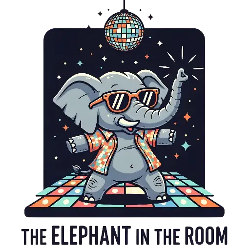 Kawaii Disco Elephant Dance Graphic for Retro Parties