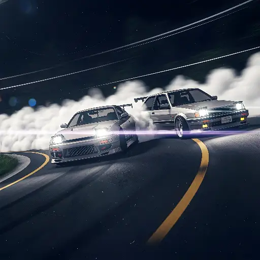 Pixel Art JDM Night Drifting Cars Motion Blur Game Art