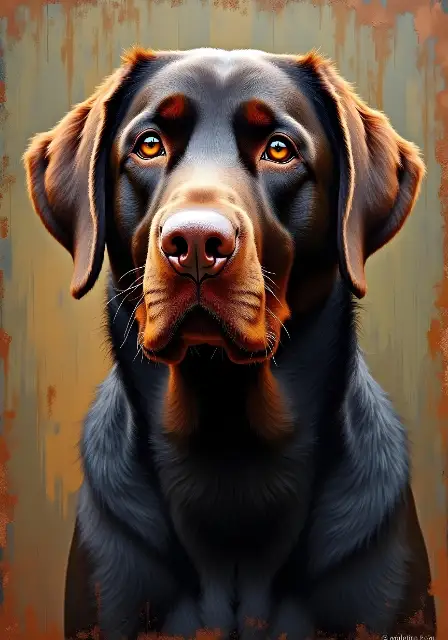 Digital Painting of a Chocolate Labrador with Warm Highlights