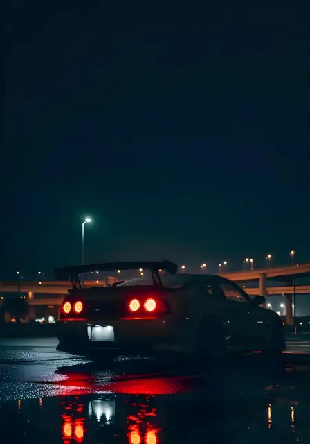 Night Photography Sports Car: Moody Urban Reflections - traditional - width: 2688px, height: 3840px