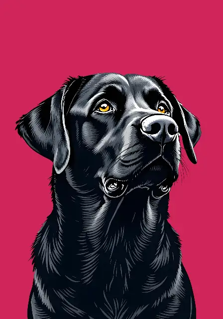 Bold Illustration of a Black Labrador Retriever