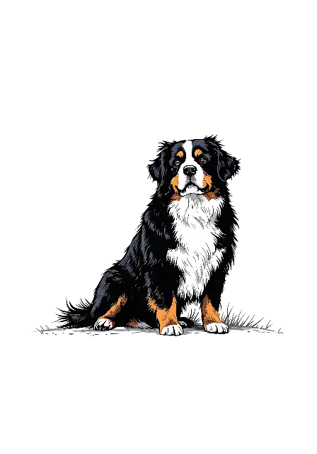 Detailed Realistic Bernese Mountain Dog Illustration for Dog Lovers