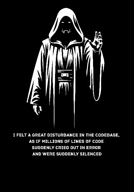 Minimalist Hooded Figure Coding Error Meme for Developers