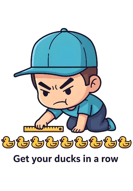 Chibi Cartoon Boy Measuring Ducks Organizational Sticker - traditional - width: 3584px, height: 5120px