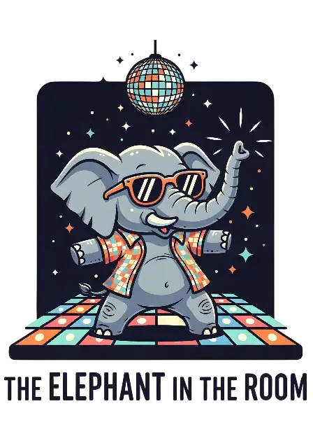 Kawaii Disco Elephant Dance Graphic for Retro Parties - traditional - width: 3584px, height: 5120px