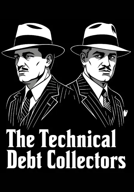 Vintage Gangster Style Technical Debt Collectors Graphic for Developers - traditional - width: 2688px, height: 3840px