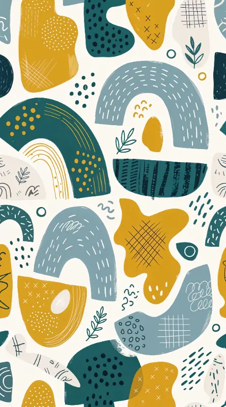 Playful Hand-drawn Organic Shapes and Scribbles Pattern