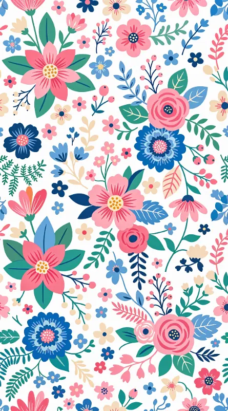 Cheerful Stylized Floral Pattern