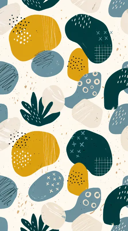 Abstract Playful Organic Forms with Stylized Foliage Pattern