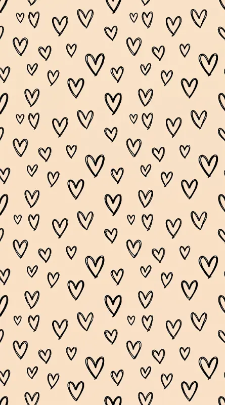 Cute Uneven Linework Hand-drawn Repeating Heart Pattern