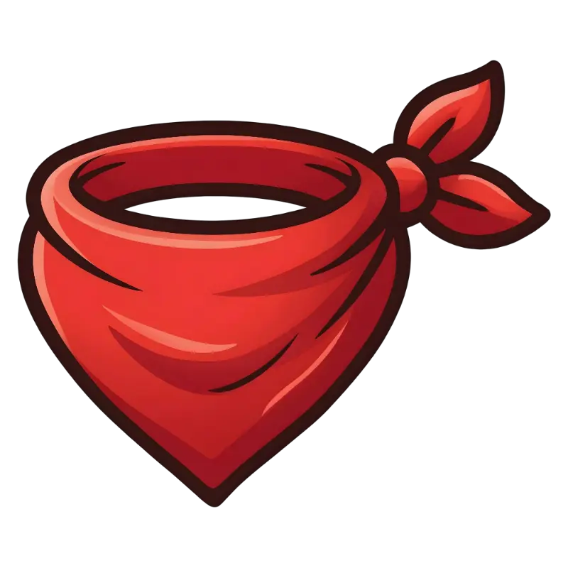 Cartoon Red Bandana Illustration with Tied Knot and Folds