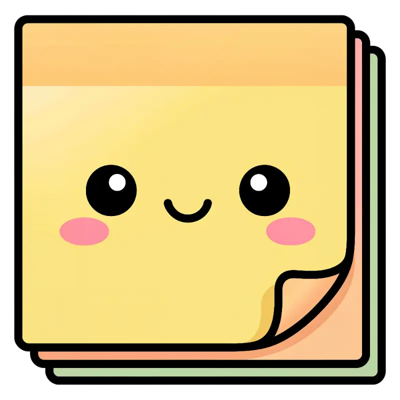 Playful Kawaii Sticky Note Character with Curled Page Corner