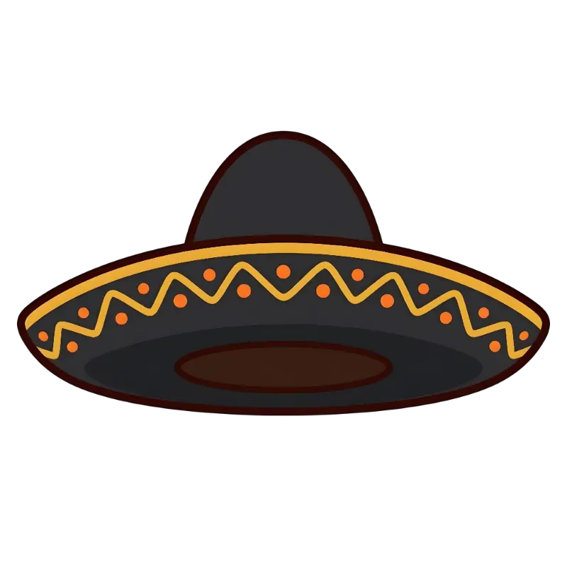 Playful Cartoon Black Sombrero with Festive Zigzag Dots