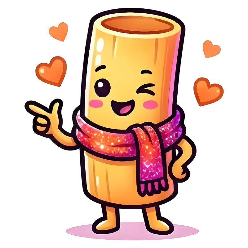 Kawaii Cartoon Pasta Character Sticker with Winking Face