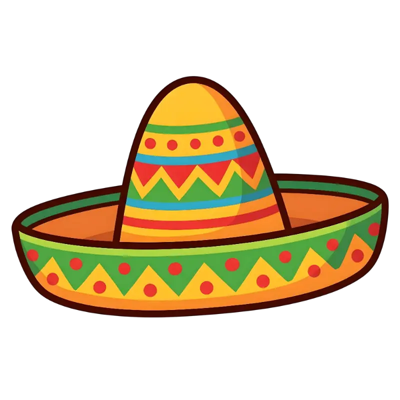 Playful Colorful Striped Sombrero Vector Art Kiss Cut Sticker