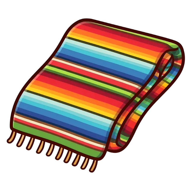 Vibrant Cartoon Illustration Folded Mexican Serape Blanket