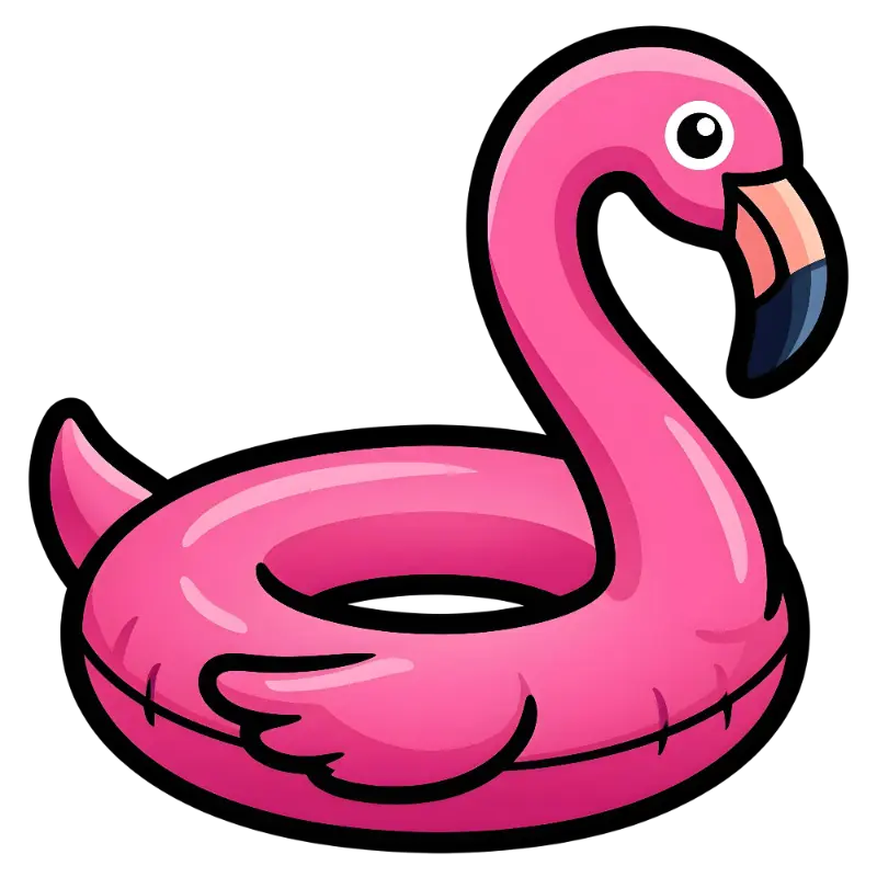 Playful Pink Cartoon Flamingo Pool Float Illustration