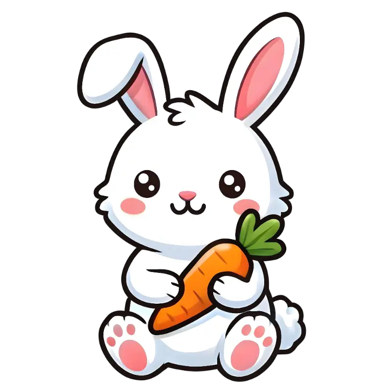 Adorable Fluffy White Bunny with Rosy Cheeks and Carrot