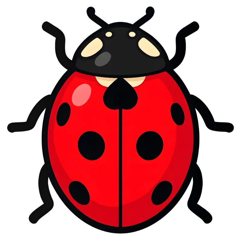 Cheerful Cartoon Ladybug with Black Heart
