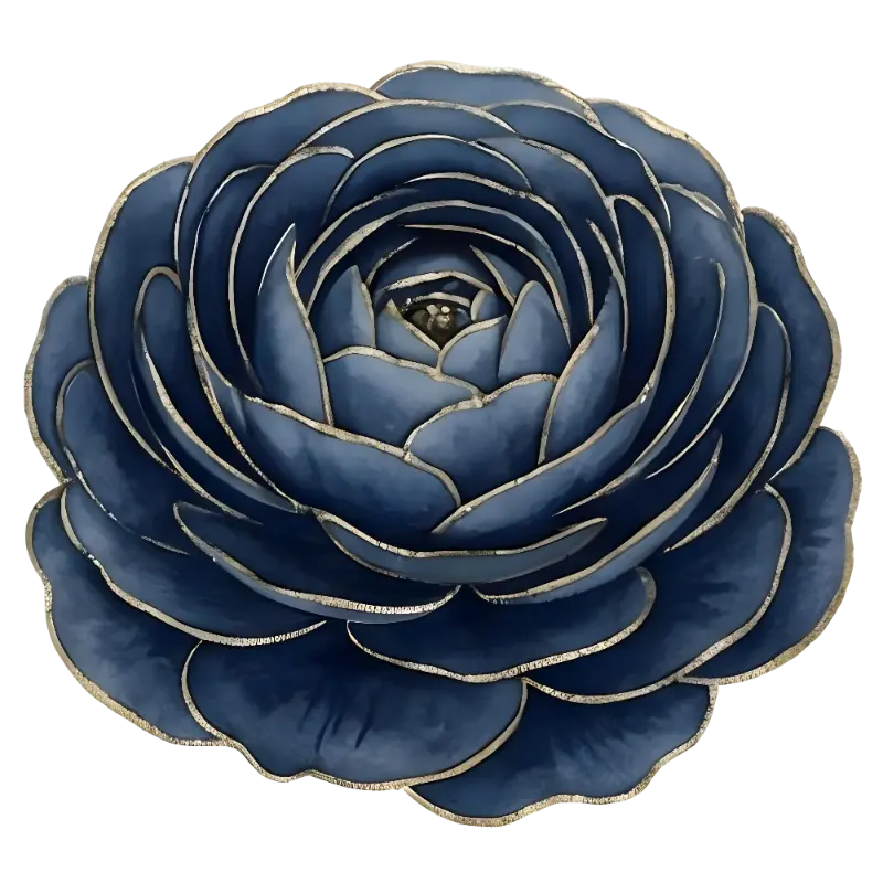 Sophisticated Blue Watercolor Flower with Gold Layered Petals