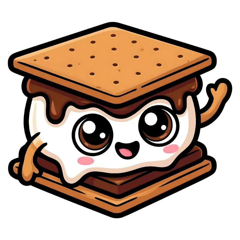 Playful Cartoon S'more Character with Big Expressive Eyes
