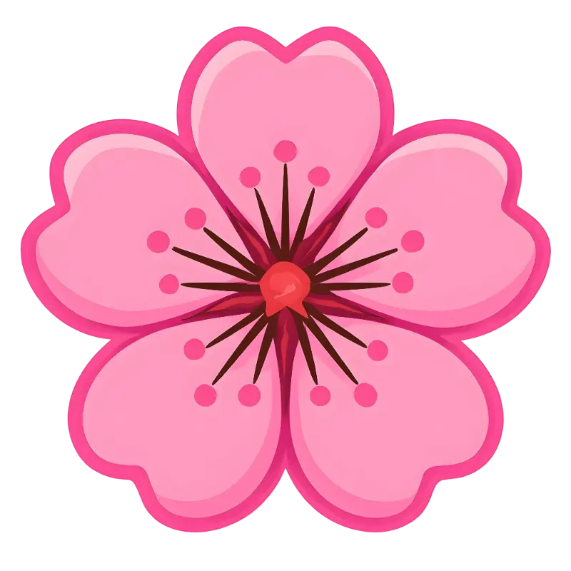 Gradient Pink Cherry Blossom Illustration with Defined Edges