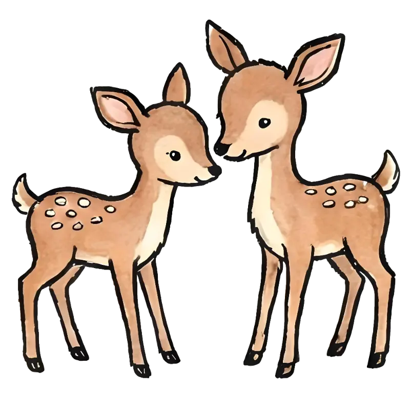 Cute Watercolor Fawns Illustration