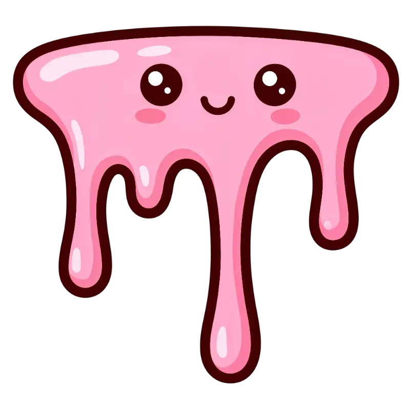 Kawaii Pink Dripping Goo Illustration with Glossy Cute Face