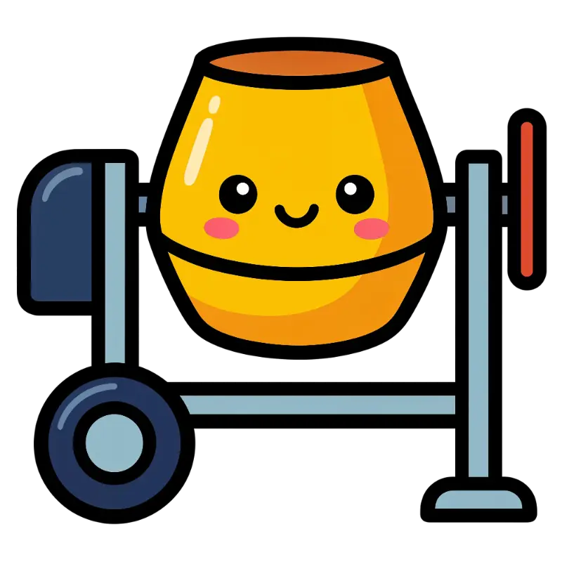 Adorable Kawaii Cement Mixer with Blush Cheeks Design