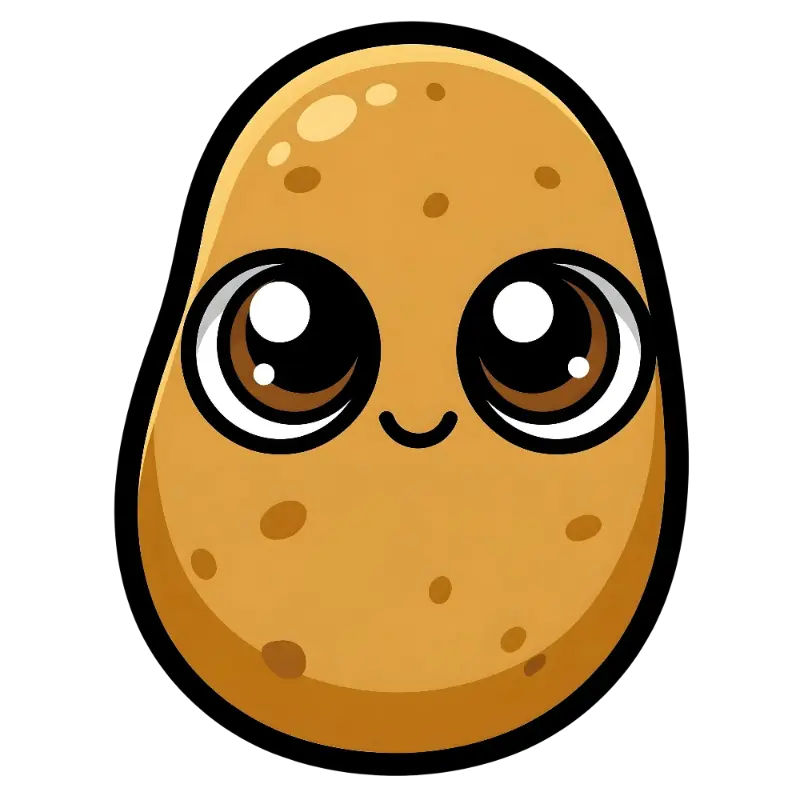 Kawaii Big-Eyed Potato Character