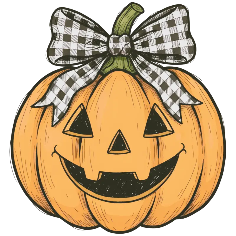 Jack-o'-lantern with Gingham Bow Unisex Heavy Cotton T-Shirt