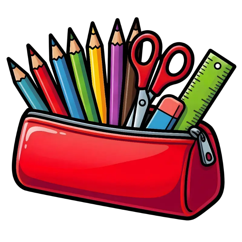 Cartoon Back to School Pencil Case with Supplies