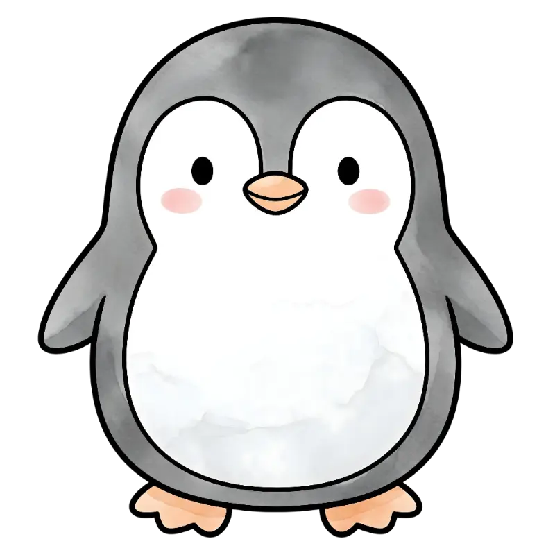 Watercolor Chubby Penguin Illustration
