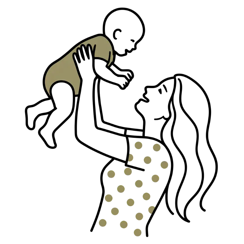 Minimalist Polka Dot Mother Baby Silhouette