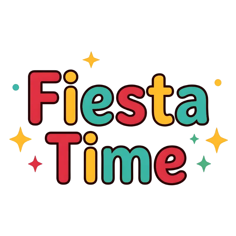 Playful Multi-Colored Fiesta Time Typography with Stars