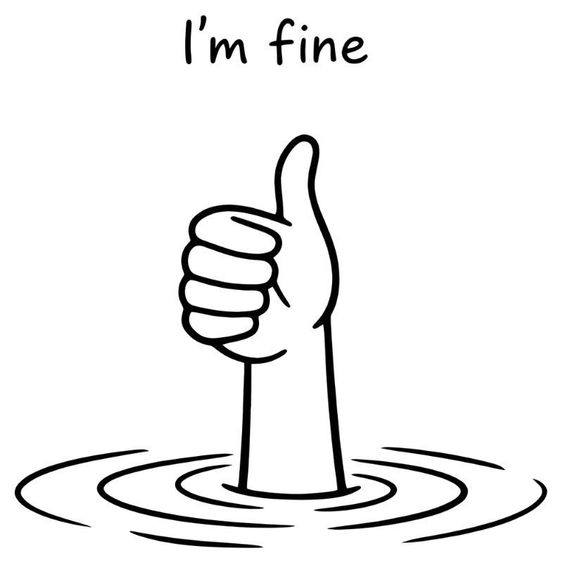 Minimalist Black & White 'I'm Fine' Wine Spill Graphic