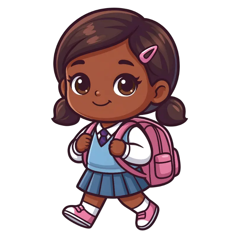 Chibi Kawaii Schoolgirl Kiss Cut Sticker - Cartoon Girl Art