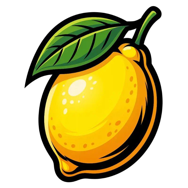 Energetic Vector Lemon with Textured Dots and Leaf