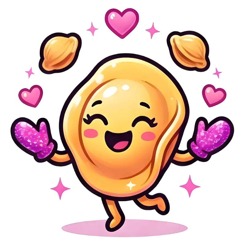 Cute Kawaii Cartoon Dumpling Character Sticker with Glitter Oven Mitts