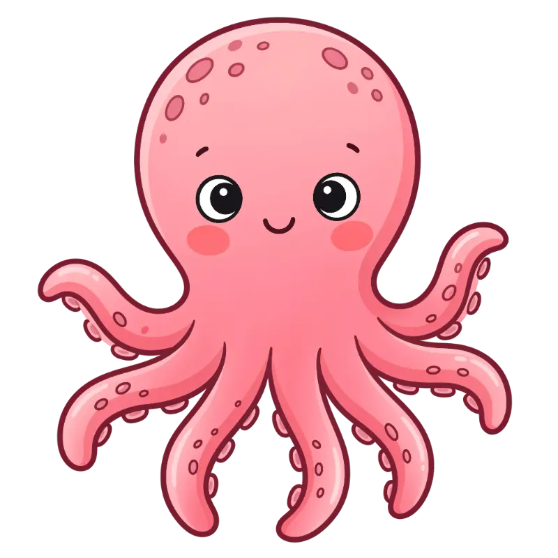 Kawaii Pink Octopus Character