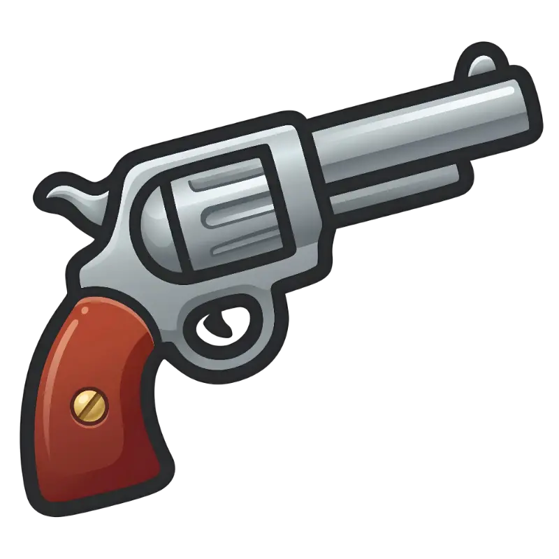 Metallic Gradient Revolver Illustration with Bold Outline