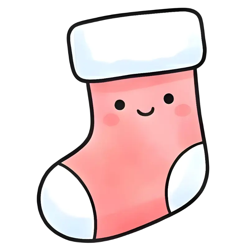 Kawaii Smiling Christmas Stocking Sticker for Festive Holiday Fun