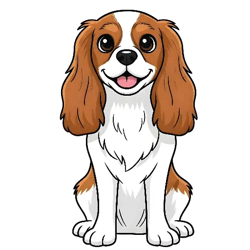 Cartoon Cavalier King Charles Spaniel Cute Illustration