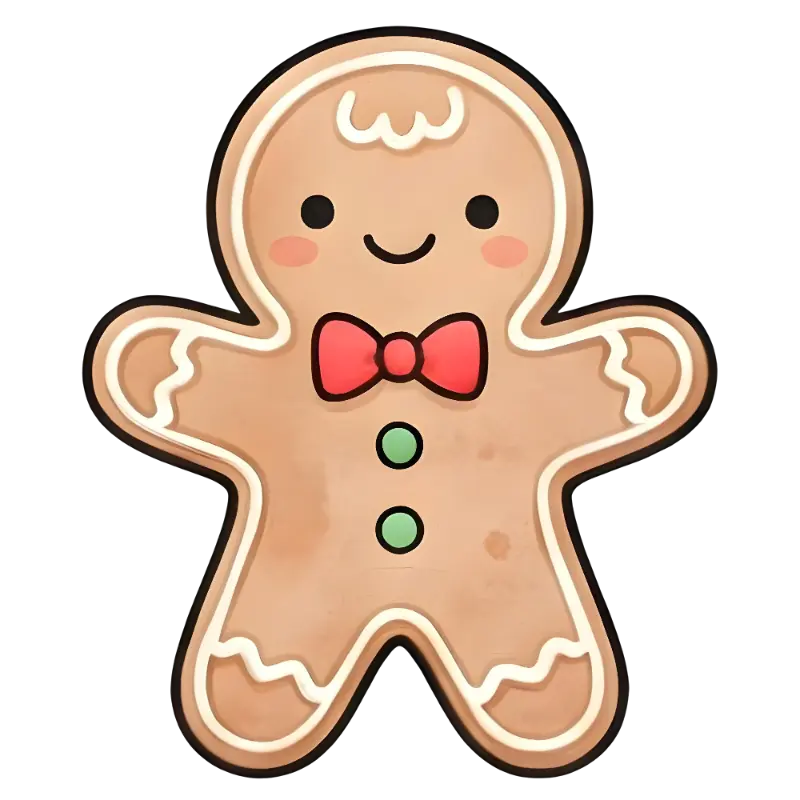 Cute Cartoon Gingerbread Man Sticker, Festive Holiday Character Design