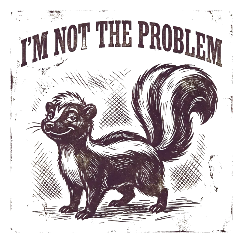 Distressed Grunge Skunk 'I'm Not The Problem' Sarcastic Graphic
