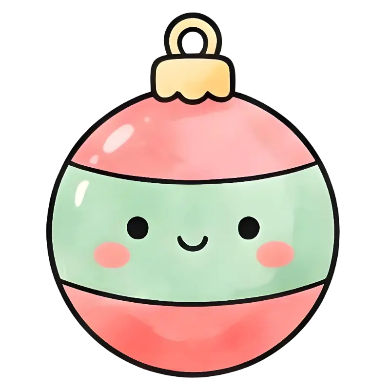 Kawaii Cute Christmas Ornament - Pastel Holiday Decoration